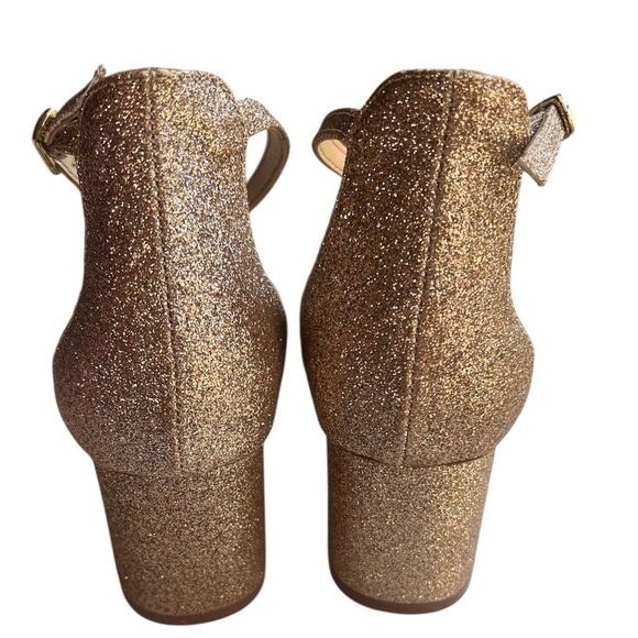 Betsey Johnson Gold Glitter Block Heel Sandals Size 7.5 - Picture 4 of 8